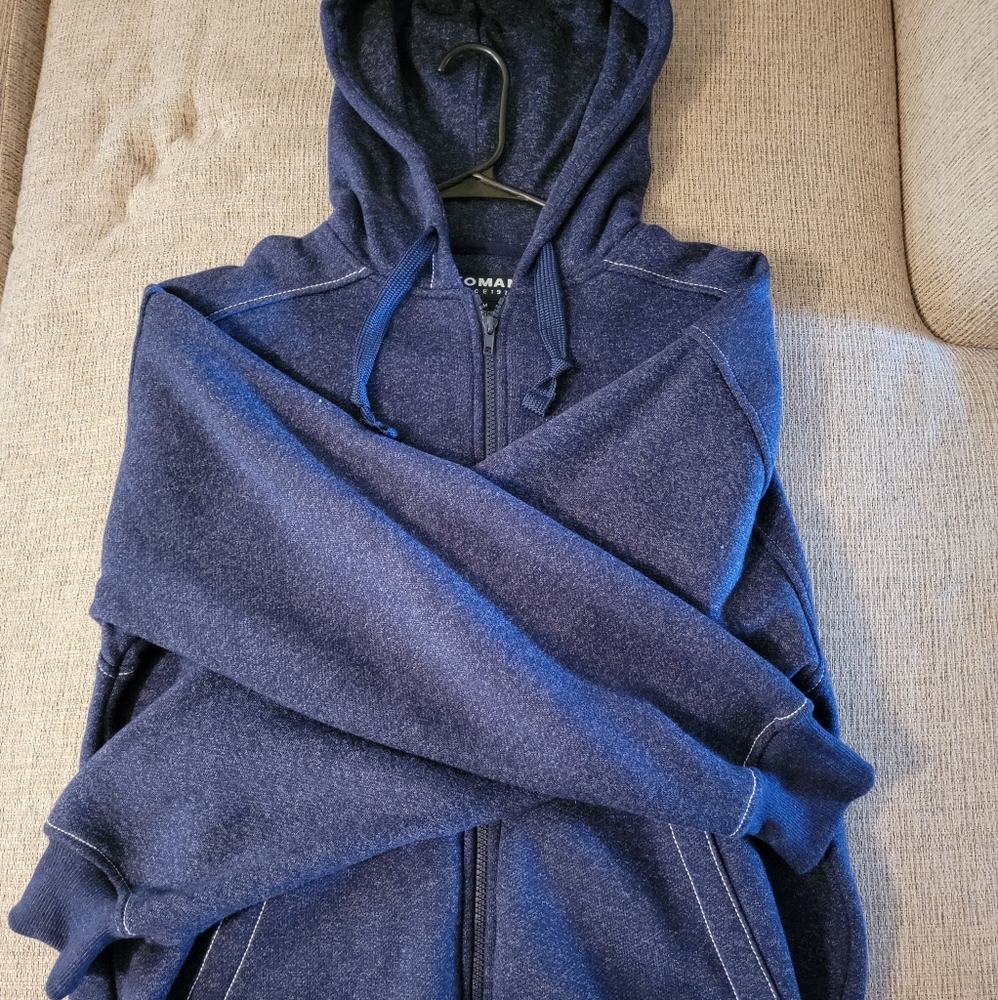 Medium Koman Full Zip Hoodie Dark Blue with White Stitch Trim